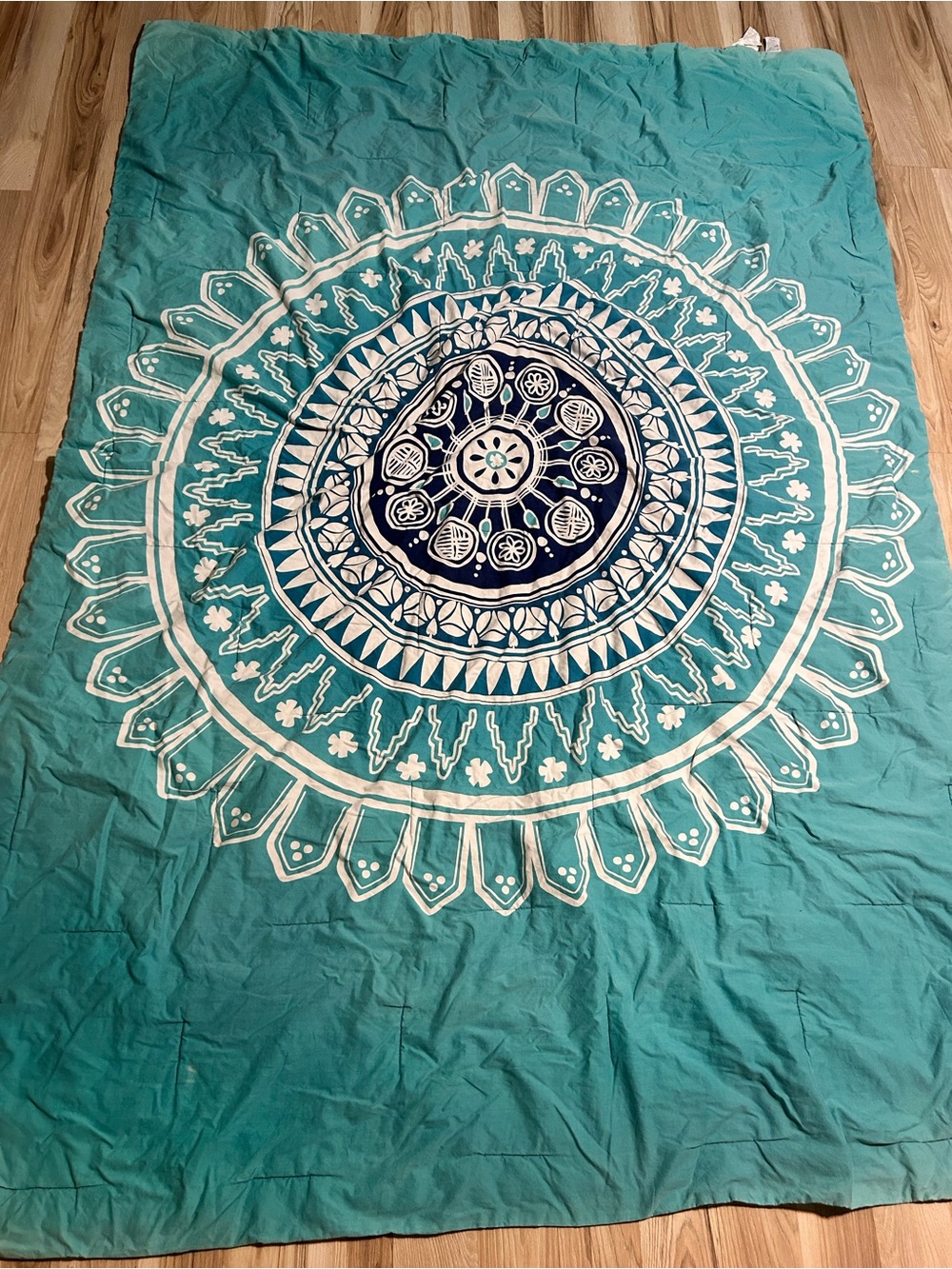Room Essentials Teal Comforter with Navy and White Mandala